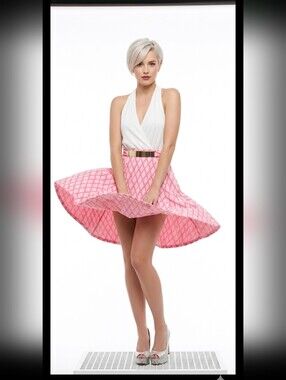 Klaxons 90s Marilyn Fit Flare Halter Dress S Barbiecore #2700